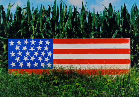 American Flag in Corn Field