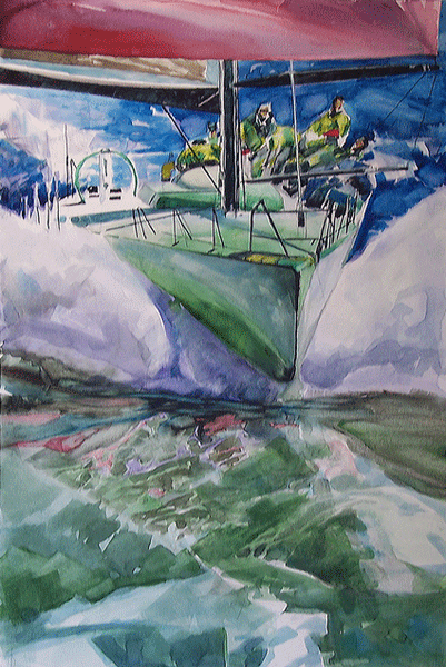 Surfing Original Watercolor Painting by Willard Bond